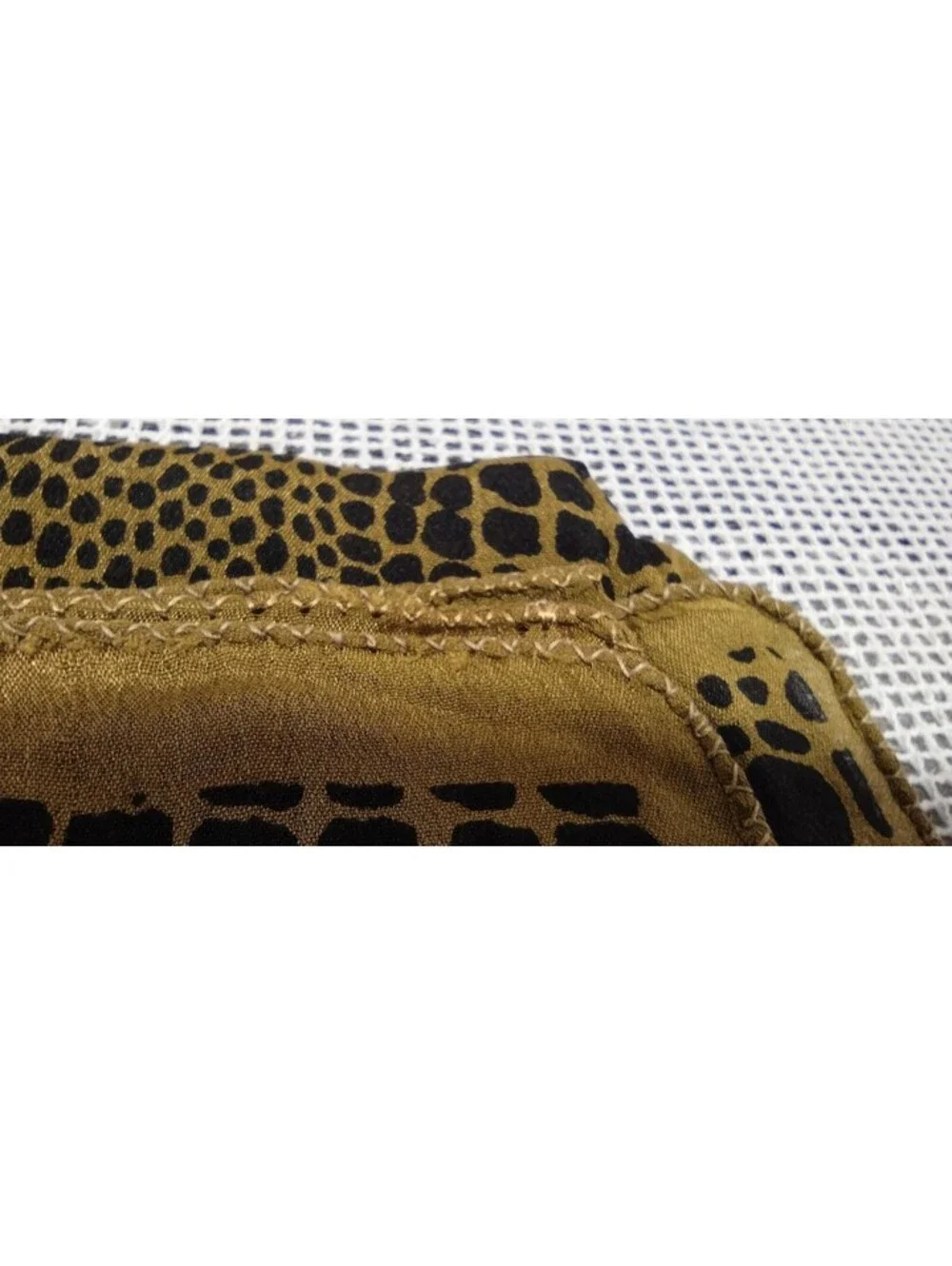 Vintage Silk Scarf 1980s New Wave Reptile Black Mocha Green Zashi India 39 x 39